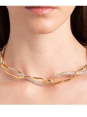 Alexis Bittar Solanales Gold and Crystal Infinity Link Necklace